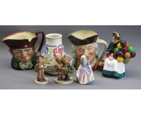 ROYAL DOULTON, POOLE POTTERY, Hummel collectables group including two Doulton character jugs, Sam Johnson and Old Charlie, tw