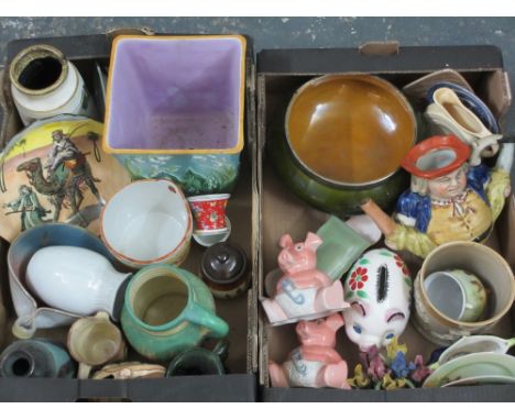 MIXED POTTERY &amp; CHINA COLLECTABLES - a Majolica planter, Studio pottery, Doulton Series ware, Wade pigs and other interes
