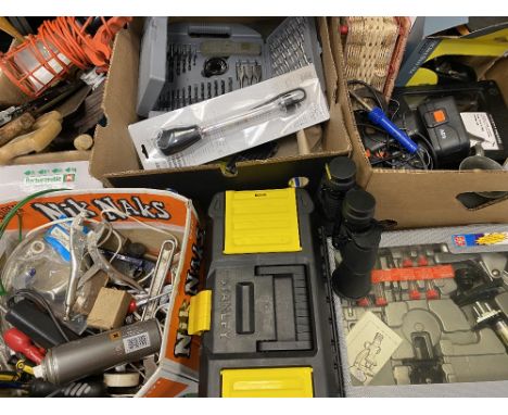 TOOLS - a good assortment of garage and household items including microscope, binoculars, ETC, E/T