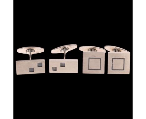 NIELS ERIK FROM - 2 pairs of Danish modernist sterling silver geometric cufflinks, square 15mm, 30.1g total (2 pairs) . Condi
