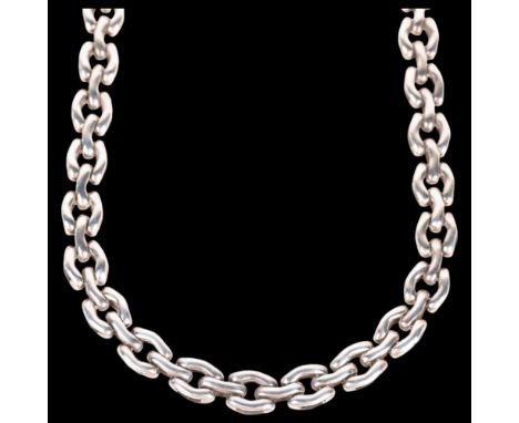 TAXCO - a heavy Mexican sterling silver chain necklace, 45cm, 80.9g . Condition Report:No damage or repair, only light surfac