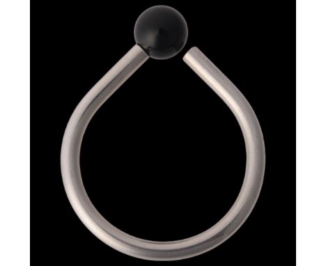 GEORG JENSEN - a Danish modernist sterling silver and onyx keyring, designed by Andreas Mikkelsen, model no. 432C, 5.5cm . Co
