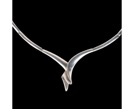 SCROUPLES - a Danish modernist sterling silver abstract fold collar necklace, approx 40cm, 30g . Condition Report:No damage o