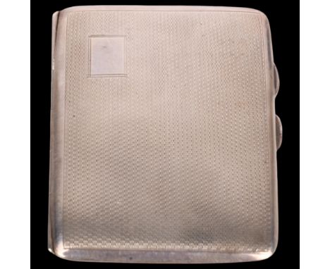 A George VI silver cigarette case, Smith & Bartlam, Birmingham 1939, allover engine turned decoration with gilt interior, 8.5