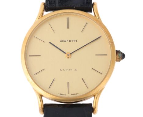 ZENITH - a gold plated stainless steel quartz wristwatch, ref. 27.0060.315, champagne dial with applied gilt baton hour marke