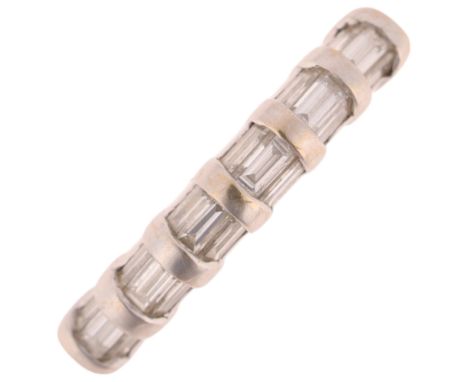 An 18ct white gold diamond half eternity ring, set with baguette-cut diamonds, total diamond content approx 0.5ct, setting he