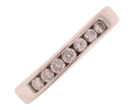 An 18ct white gold diamond quarter eternity ring, by Iliana, channel set with modern round brilliant-cut diamonds, 0.35ct, se
