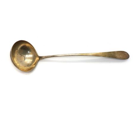 A George III Scottish silver ladle, by William &amp; Patrick Cunningham, Edinburgh 1795,38cm long6.7oztTanrishing, surface sc