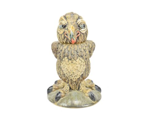 Andrew Hull for Cobridge, a ceramic stoneware grotesque Wally Bird jar and cover in the manner of Martin Brothers, 'Rosie', w