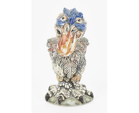 Andrew Hull for Cobridge, a ceramic stoneware grotesque Wally Bird jar and cover in the manner of Martin Brothers, 'Boris', w