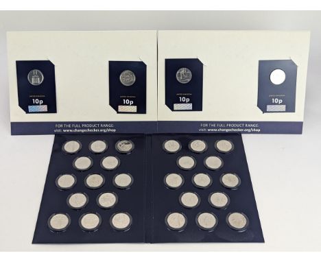 The A-Z of Great Britain 10p coin collection pack comprising 26 coins, along with four duplicates H, D, T and R 