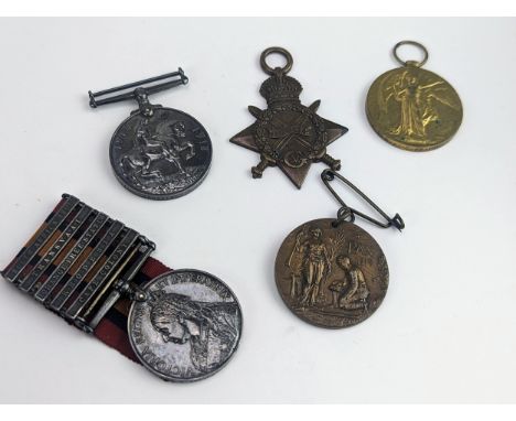 A group of medals to include the Queen's South Africa medal, having 'South Africa 1901', 'Transvaal', 'Orange Free State', Rh