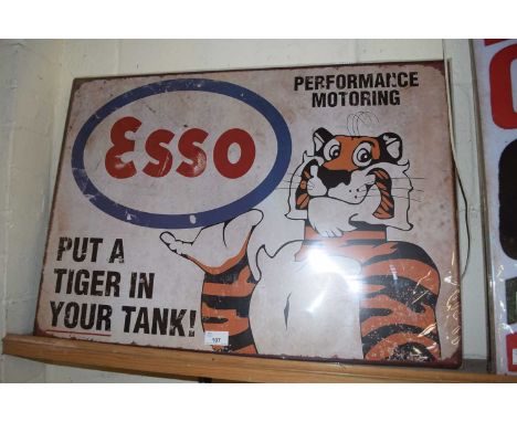 Thin metal sign 'Esso Put a Tiger in your Tank'