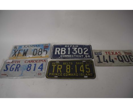 Five American number plates