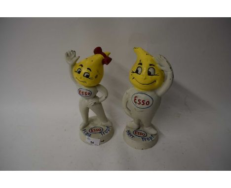 Pair of cast iron Esso advertising figures, Frau Trops and Herr Trops