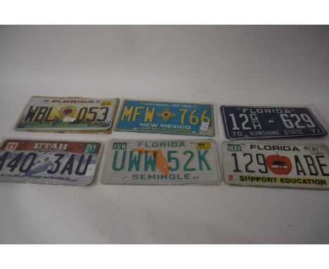 Six American number plates