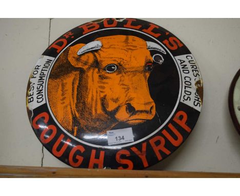 Circular enamel sign 'Dr Bulls Cough Syrup'