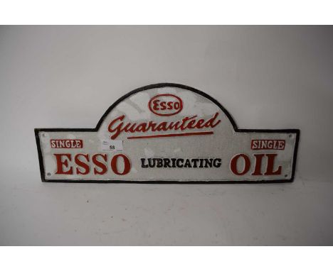 Arched cast iron advertising plaque 'Esso Lubricating Oil'