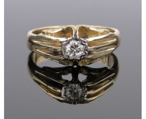 An 18ct gold diamond set gypsy ring,size R.