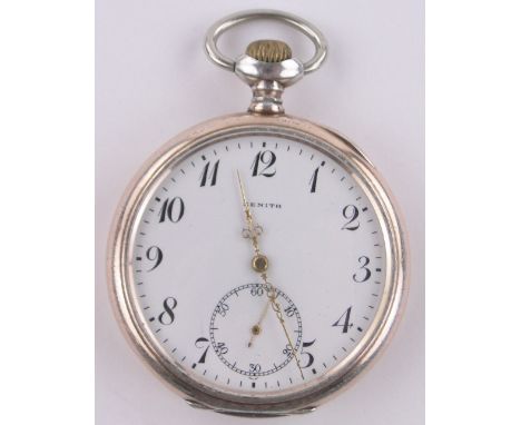 A Zenith silver cased topwind pocket watch,Grand Prix Paris 1900 dust cover, 15 jewel movement, serial no. 2178104, case widt