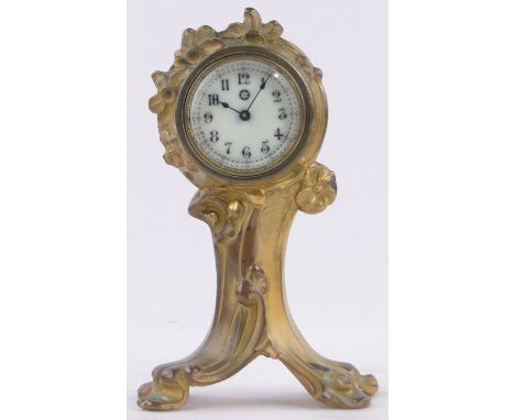 An American gilt metal cased Art Nouveau mantel clock,by the New Haven Clock Company, USA, height 18cm.