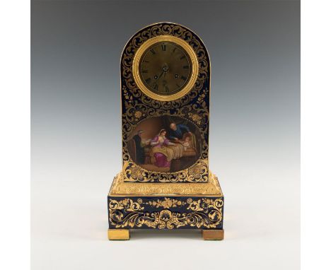 Extraordinary cobalt, intricate gilt working in stars and floralsAn early 19th century Viennese or French mantle clock with e