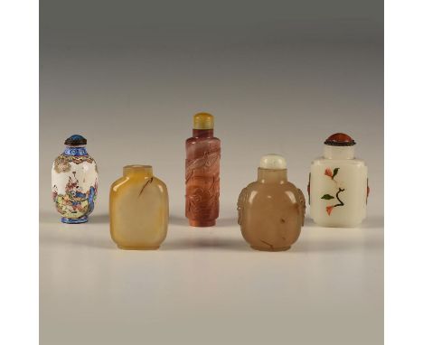 Various designs.Agate, glass, and enamel. Issued: 19th-20th centuryDimensions: 2.75"H without stopper (tallest)Country of Ori