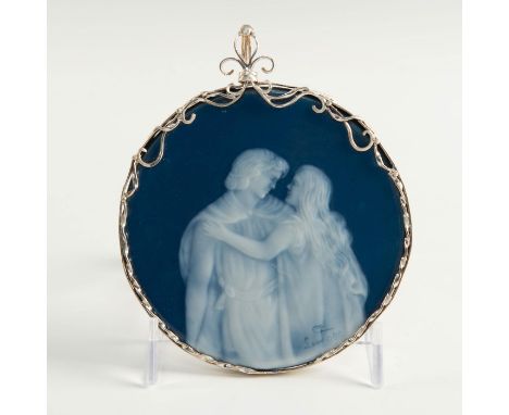 Porcelain Pate Sur Pate LIMOGES Figural Plaque by CAMILLE THARAUDAntique Fine Porcelain Limoges Pate Sur Pate Figural Plaque 