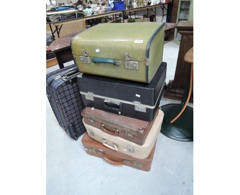 A selection of vintage and later luggage 
