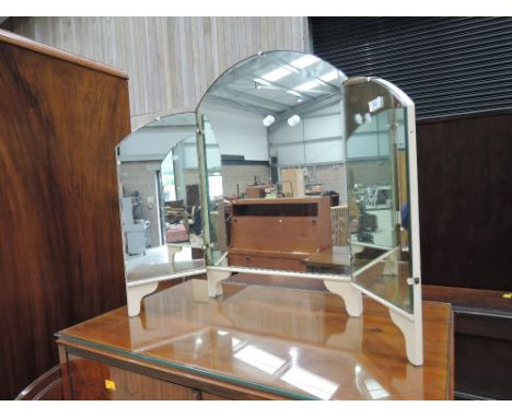 A vintage triptych dressing table mirror