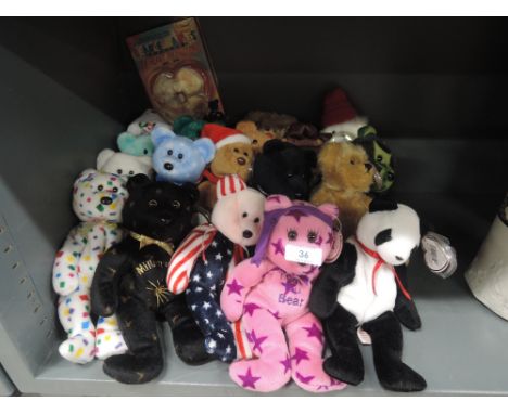 A shelf of TY Beanies &amp; Celebrity Bears