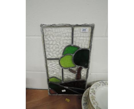 A leaded light glass panel with country side sceneCONDITION REPORT - ALL PANELS OKAY