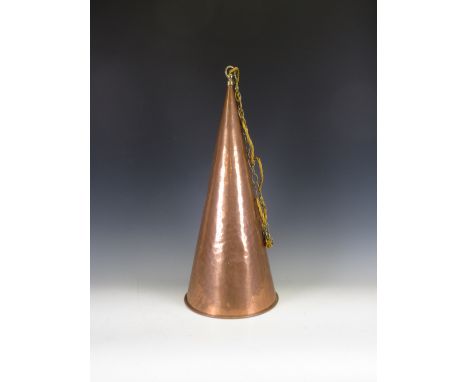 An Arts &amp; Crafts copper cone-shaped Light Fitting, 1ft 11in L