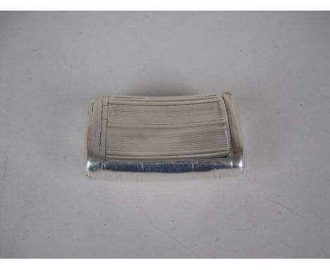 A George III silver Snuff Box of curved oblong form with ribbed design, Birmingham 1818, maker: J. Lawrence &amp; Co