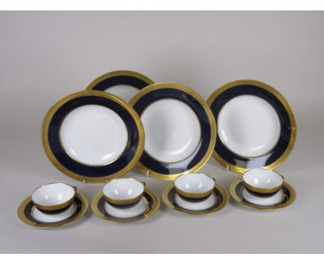 A 19th Century Bavarian blue and gilt Tea and Dinner Service by Ewald Frey, Mainz