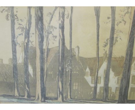 ‡SIR FRANK BRANGWYN RA (1867-1956) &amp; YOSHIJIRO URISHIBARA (1888-1953)The Beguinage, Brugescolour woodcutpencil signed by 