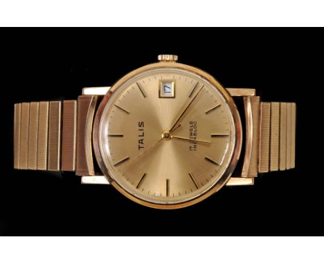 A Gentleman's Talis Manual Wristwatch, the champagne dial with hourly baton markers, sweep seconds hand and date aperture in 