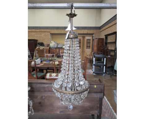 A Hanging Light with numerous friezes of glass baguette cut drops, 2ft 6in