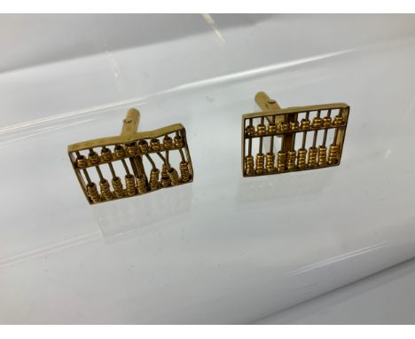 Pair of 14ct Gold Abacus Cuff Links - 7.7gms