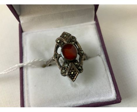 Victorian Ring with Marcasite - Size R 