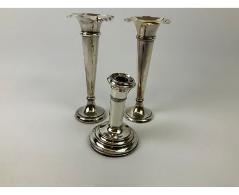 Silver Vases and Candlestick 
