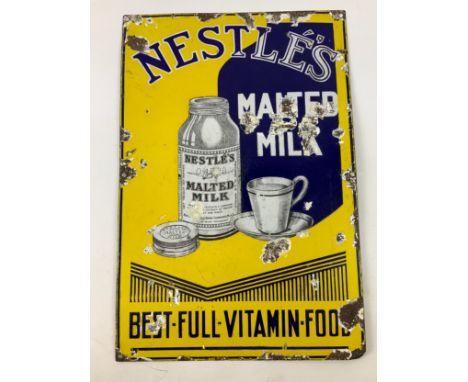 Antique Nestles Malted Milk Enamel Sign - 61cm x 40cm 