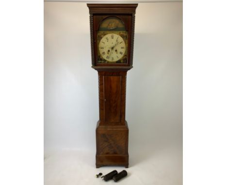 Mahogany Longcase Clock with Painted Face 