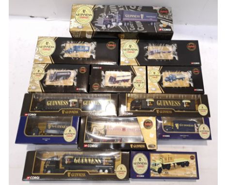 Corgi, a boxed group of 1:50 scale "Guinness" Vehicle Models. Includes Bedford TK Articulated Platform Trailer with crates 22