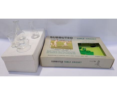 A boxed group of Collectibles. Includes "Subbuteo Table Cricket" with Pyrex Chemistry Set. Although unchecked for completenes