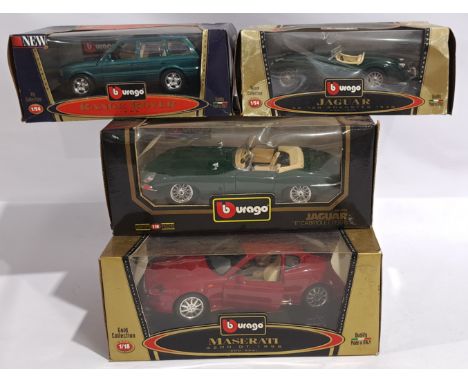 Bburago 1:18 &amp; 1:24 scale, a boxed Car group. Includes Jaguar &ldquo;E&rdquo; Cabriolet (1961) &amp; Maserati 3200 GT 199