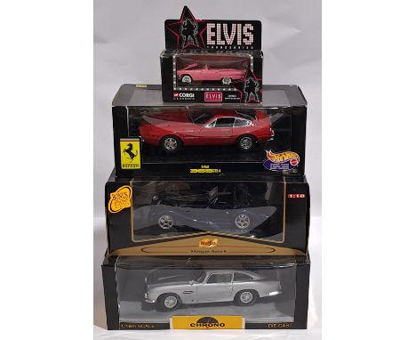 Corgi, Mattel Hotwheels, Maisto &amp; Chrono&nbsp;1:18 scale &amp; similar, a boxed group of Cars.&nbsp; Consisting of Elvis 