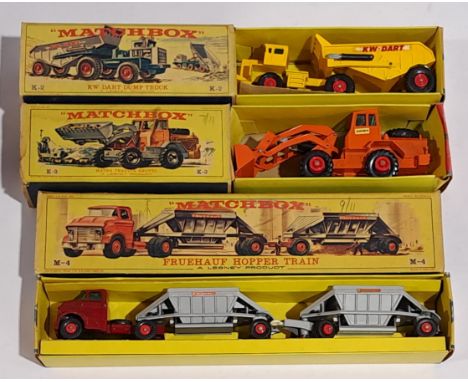 Matchbox, a boxed Plant Vehicle group, K-2, K-3 &amp; M-4. Consisting of Dump Truck &ldquo;KW Dart&rdquo;, Tractor Shovel &ld