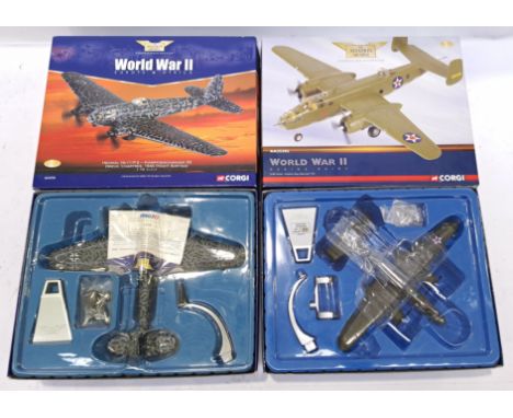 Corgi, a boxed pair of "Aviation Archive" 1:72 Scale Aircrafts. Includes World War II Europe &amp; Africa AA33703 Heinkel HE1