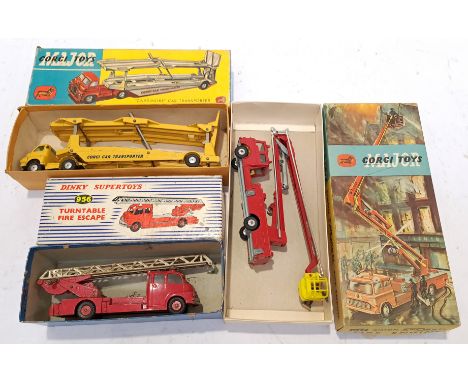 Dinky &amp; Corgi, a boxed trio of "Vintage" Diecast. Includes 1127 Simon Snorkel Fire Engine with others. Although unchecked
